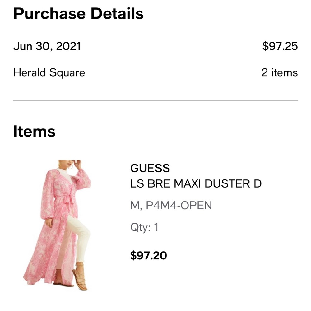 Guess, Ls Bre Maxi Duster D View 5